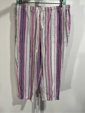 Blair Striped Drawstring Joggers in Pink, Purple & White